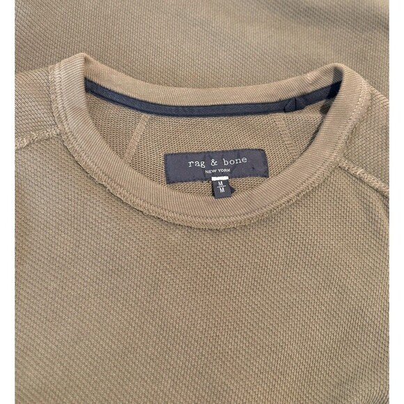 Rag Bone Mens Shirt Green Knit Crew Neck Long Sleeve Pullover Casual Size Medium - Picture 3 of 11